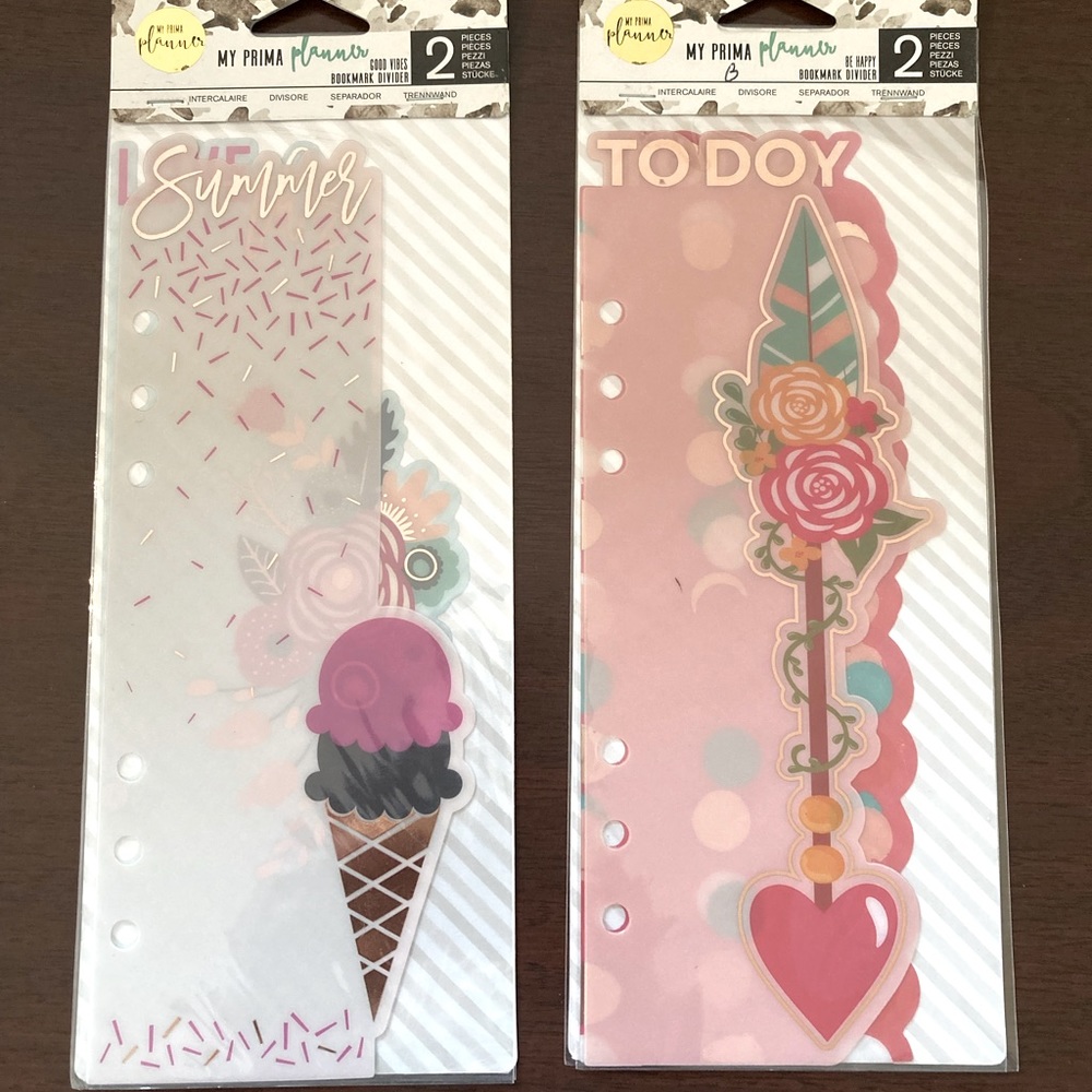 My Prima Planner TWO packages of two dividers. NIP